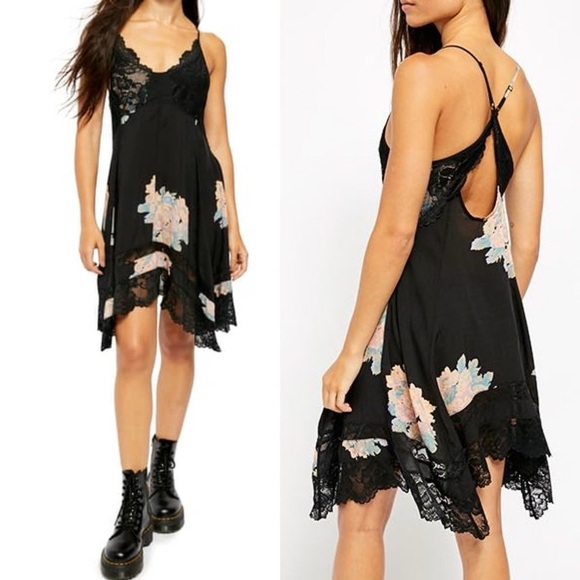Free People Table For 2 Trapeze Slip Twilight Combo Black Sz Small - Picture 1 of 8